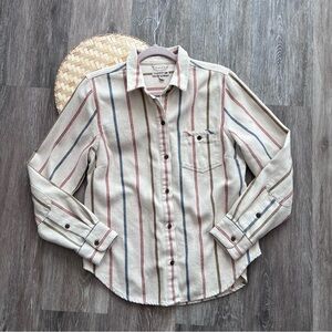 Toad‎ & co multi color striped recycled cotton blend button down shirt